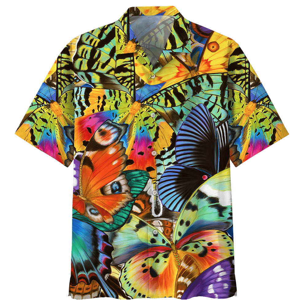 Butterfly Hawaiian Shirt Black For Men Women