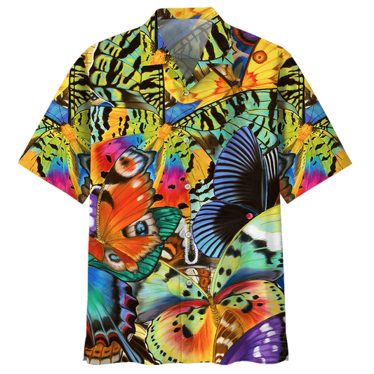 Butterfly Hawaiian Shirt Black For Men Women