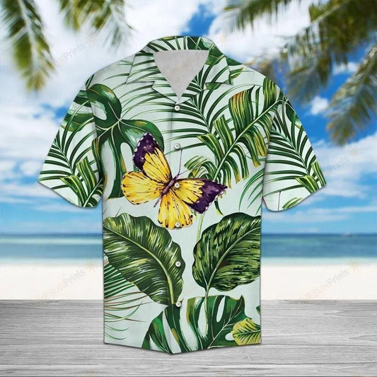 Butterfly Palm Green Amazing Design Hawaiian Shirt For Men Women