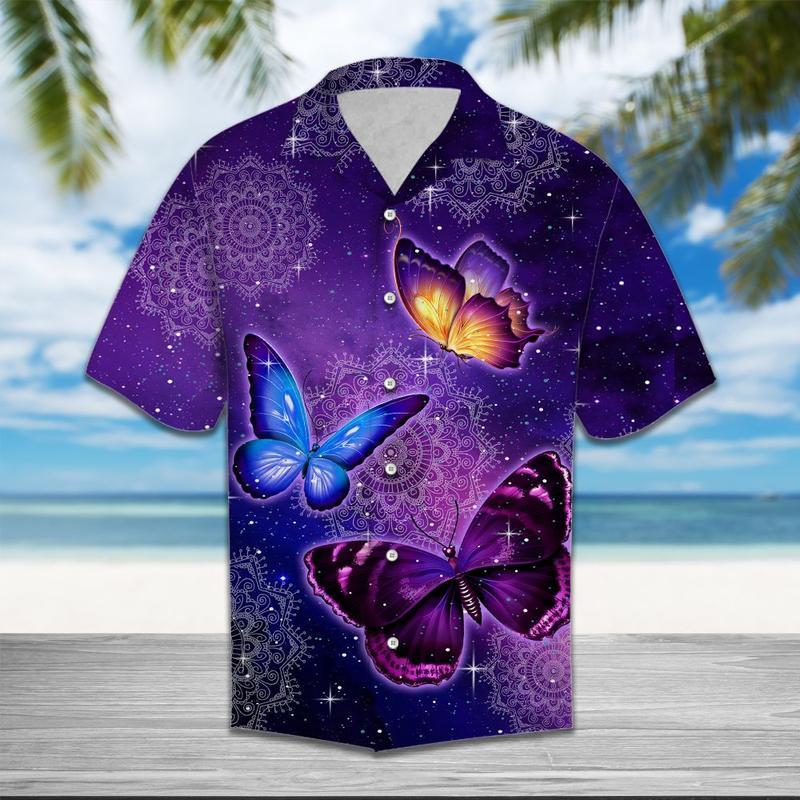 Butterfly Purple Hawaiian Shirt For Men Women