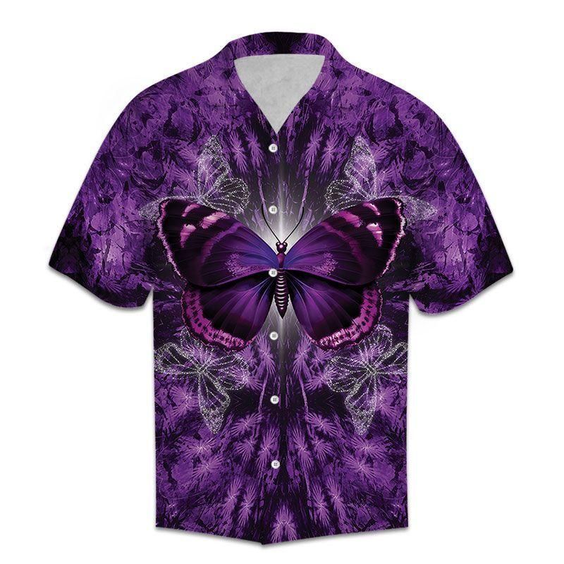 Butterfly Purple Purple Amazing Design Hawaiian Shirt For Men Women