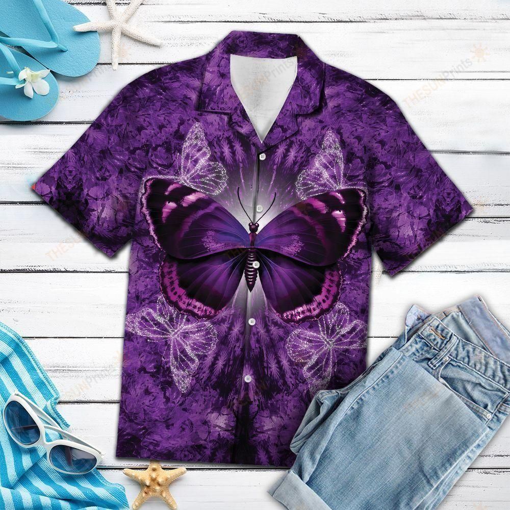 Butterfly Purple Unique Design Hawaiian Shirt For Men Women Tees