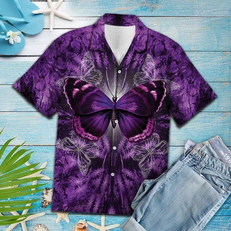 Butterfly Purple Unique Design Hawaiian Shirt For Men Women