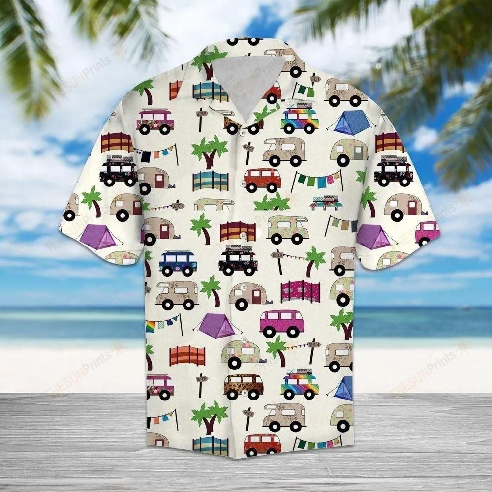 Camping Car Party Colorful Best Design Hawaiian Shirt For Men Women