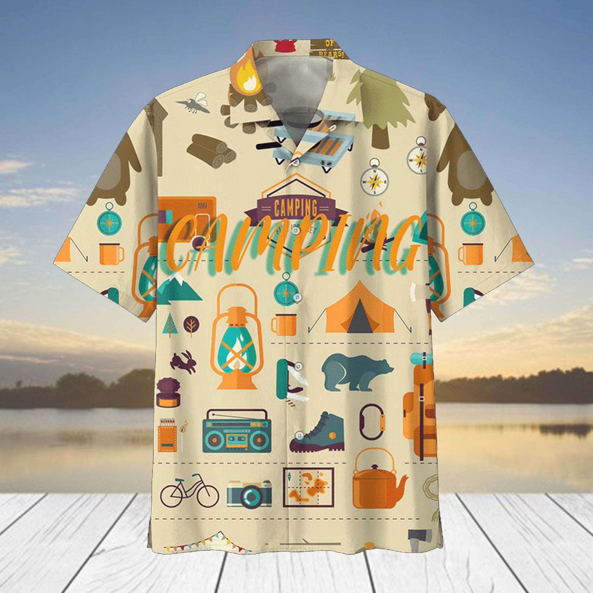 Camping Hawaiian Shirt For Men Women