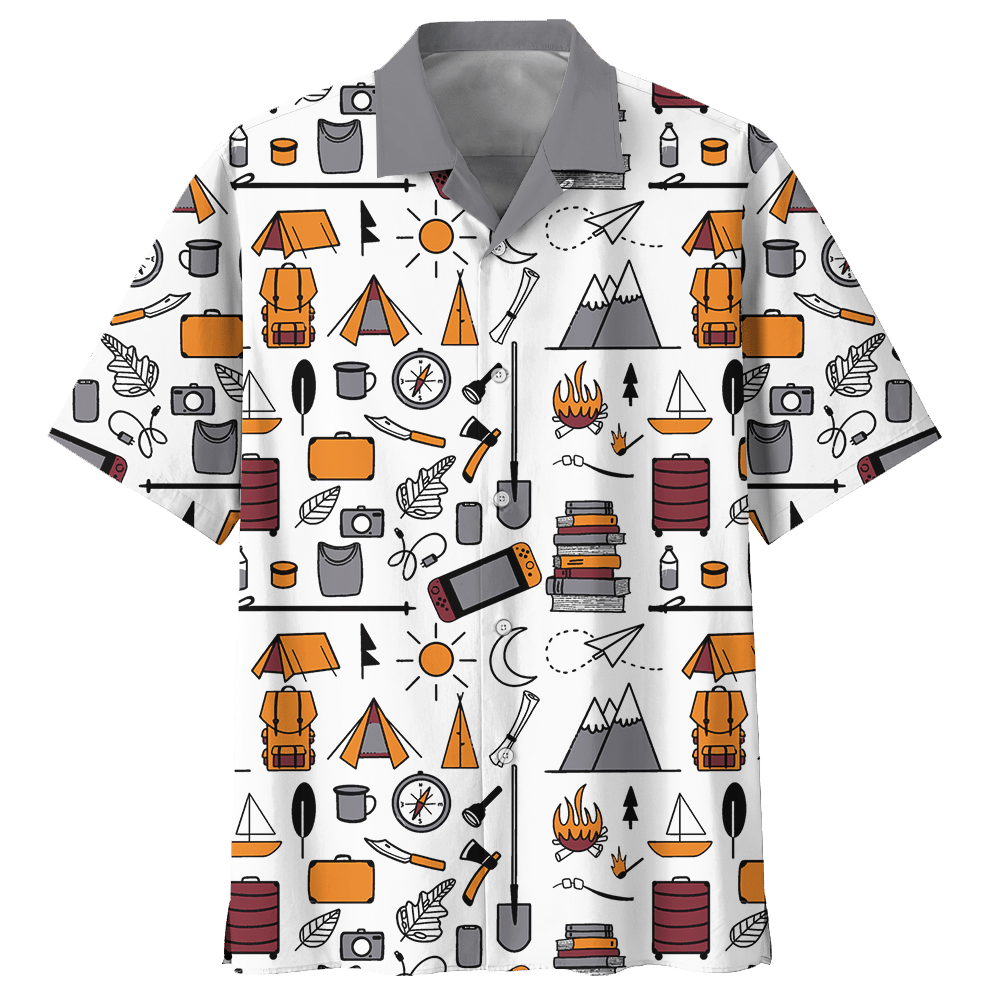 Camping Hawaiian Shirt Navy For Men Women