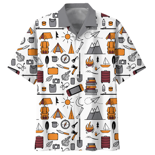 Camping Hawaiian Shirt Navy For Men Women