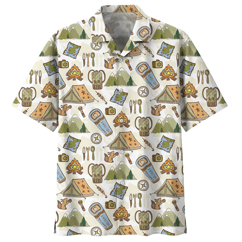 Camping Hawaiian Shirt Navy For Men Women