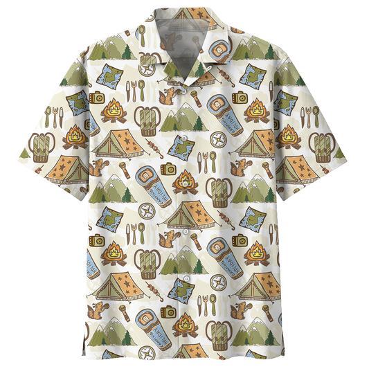 Camping Hawaiian Shirt Navy For Men Women