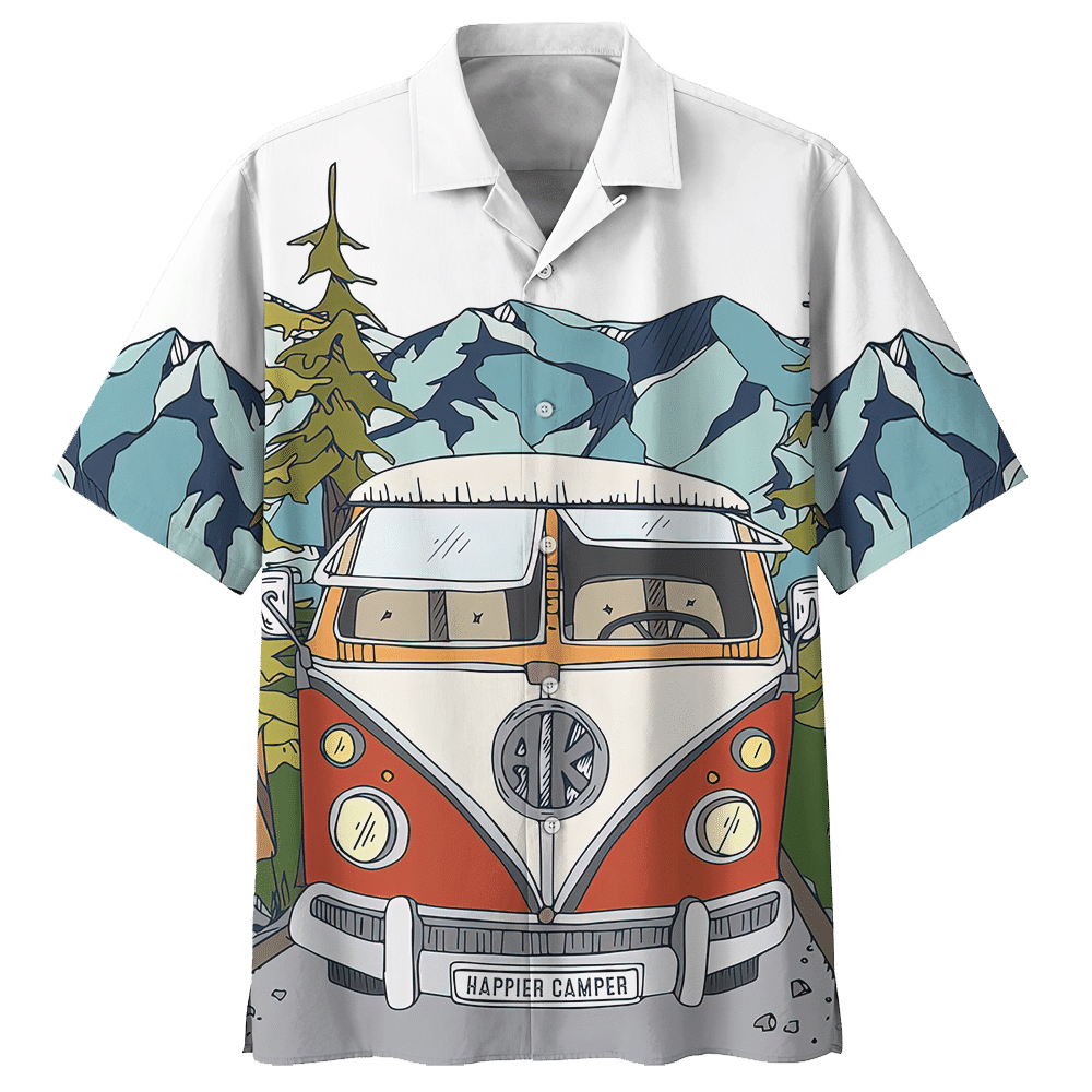 Camping Hawaiian Shirt Black For Men Women