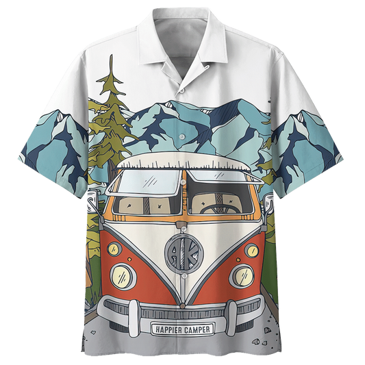 Camping Hawaiian Shirt Black For Men Women