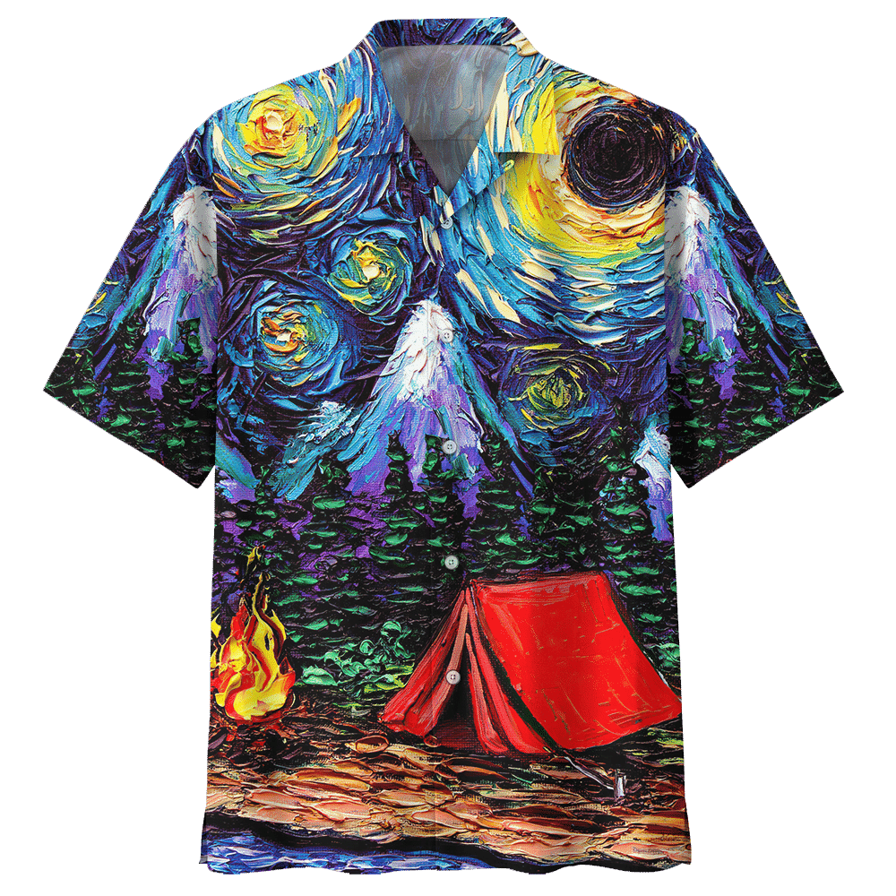 Camping Hawaiian Shirt Navy For Men Women