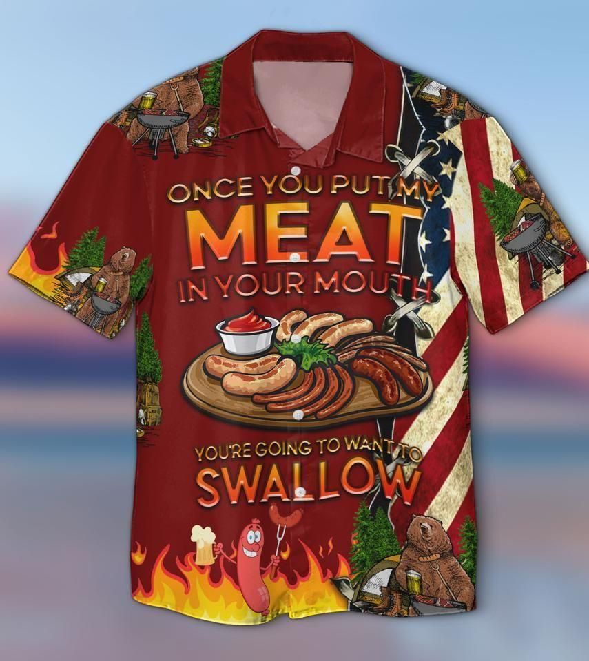 Camping Put My Meat Want To Swallow Red Unique Design Hawaiian Shirt For Men Women