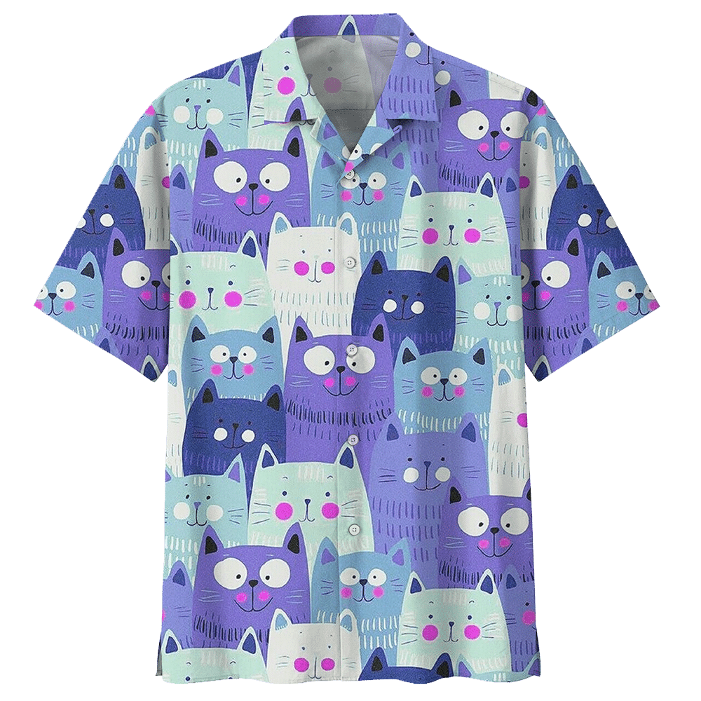 Cat Hawaiian Shirt Red For Men Women