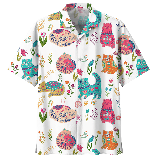 Cat Hawaiian Shirt Red For Men Women