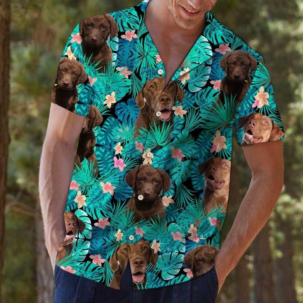 Chesapeake Bay Retriever Tropical Green Unique Design Hawaiian Shirt For Men Women