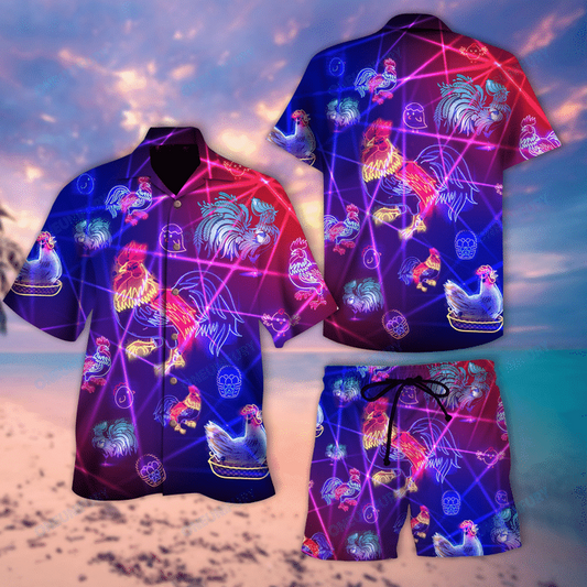 Chicken Hawaiian Shirt Set For Men Women