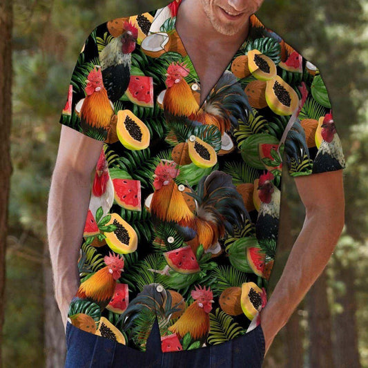 Chicken Tropical Fruit Colorful Unique Design Hawaiian Shirt For Men Women