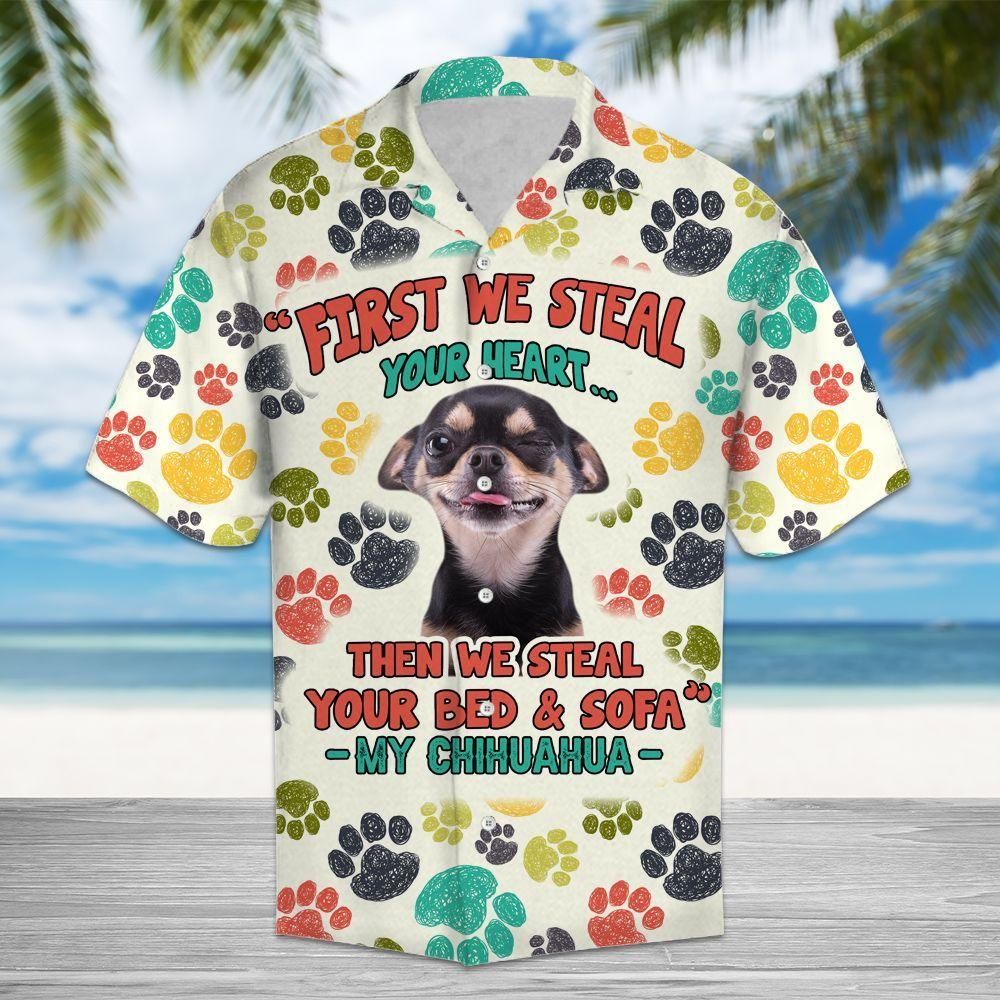 Chihuahua Steal Your Heart Multicolor Unique Design Hawaiian Shirt For Men Women