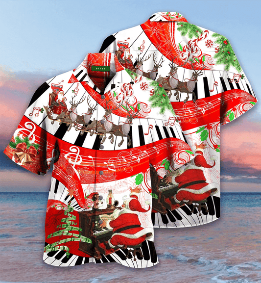 Christmas Piano Hawaiian Shirt For Men Women