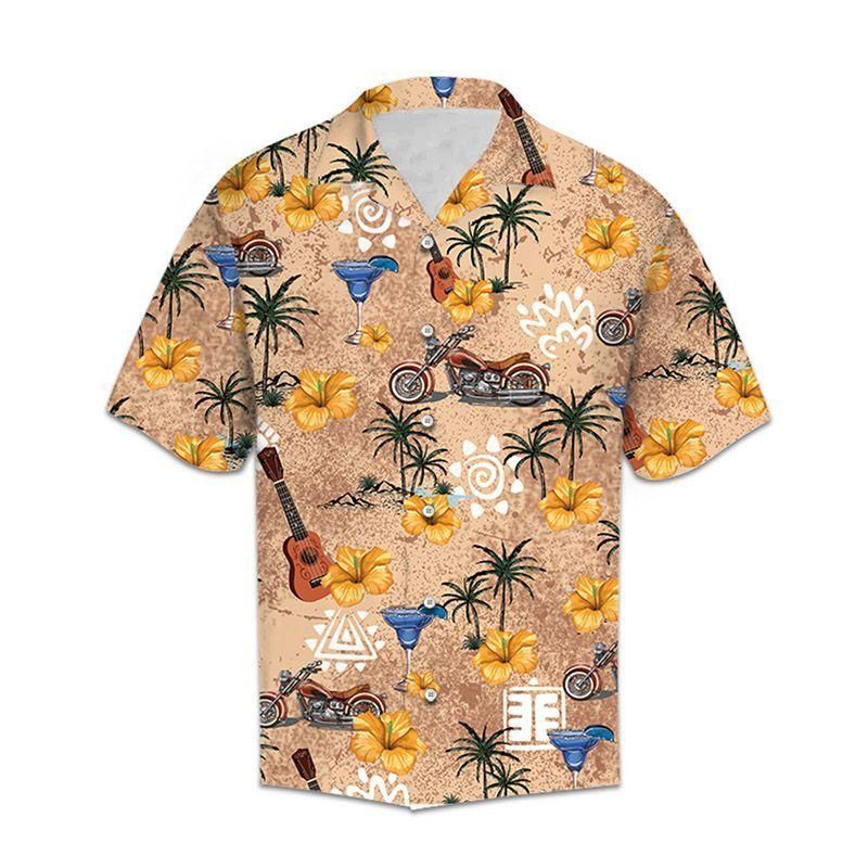 Classic Motorcycle Peach Unique Design Hawaiian Shirt For Men Women