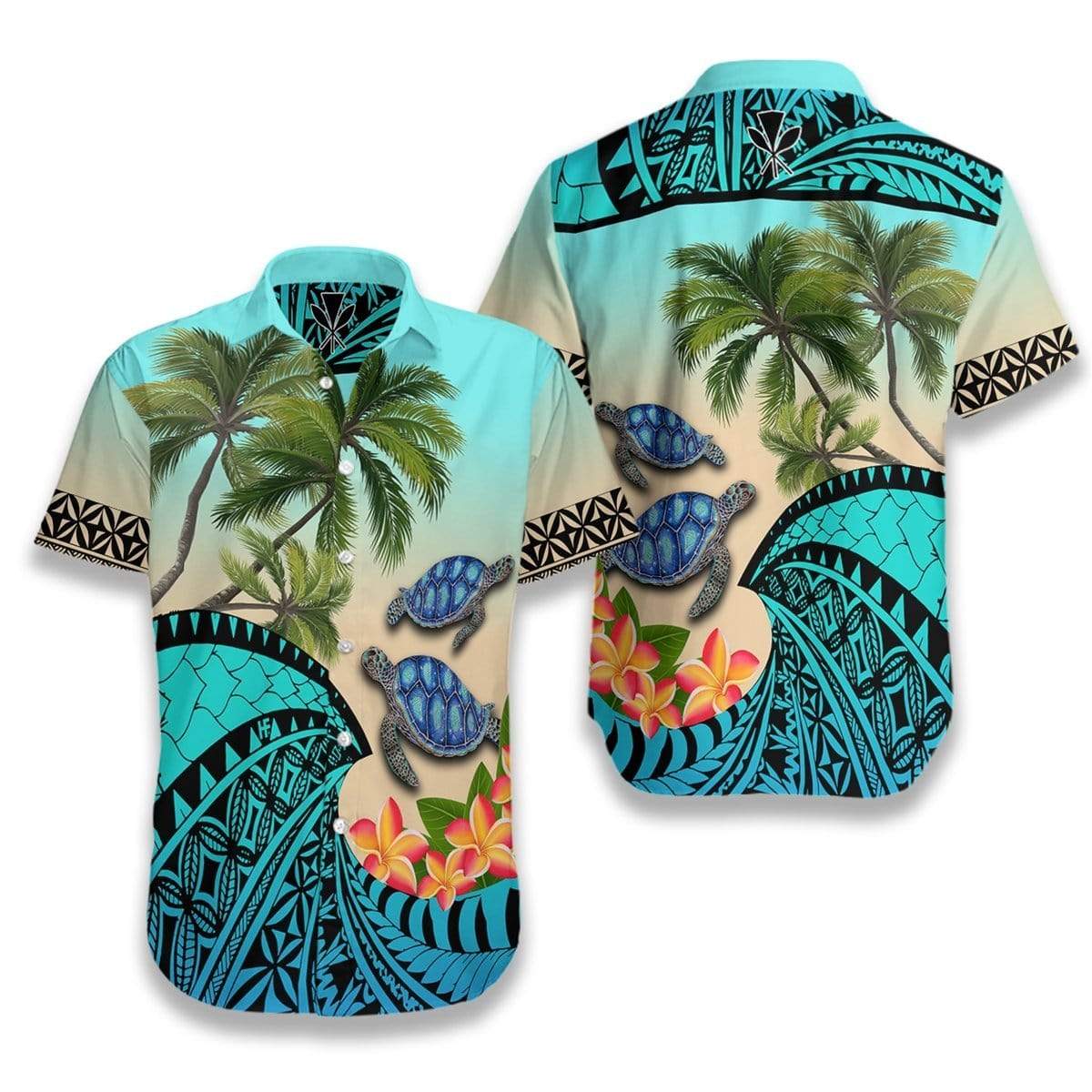 Coconut Tree Polynesian Turtle Aloha Shirt For Men Women