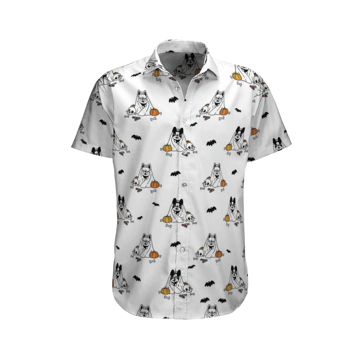 Cold French Bulldog Pumpkin Skull Bones Halloween Hawaiian Shirt For Men Women