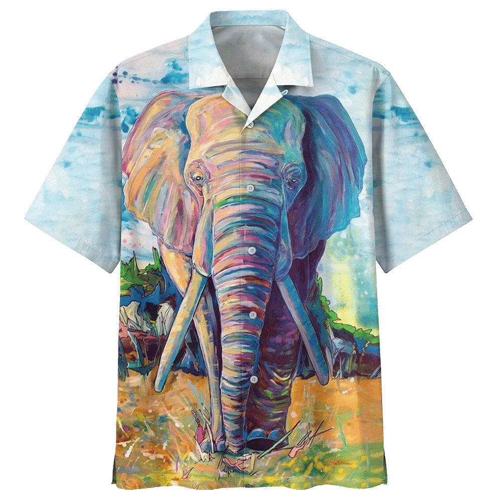 Colorful Painting Elephant Hawaiian Shirt For Men Women