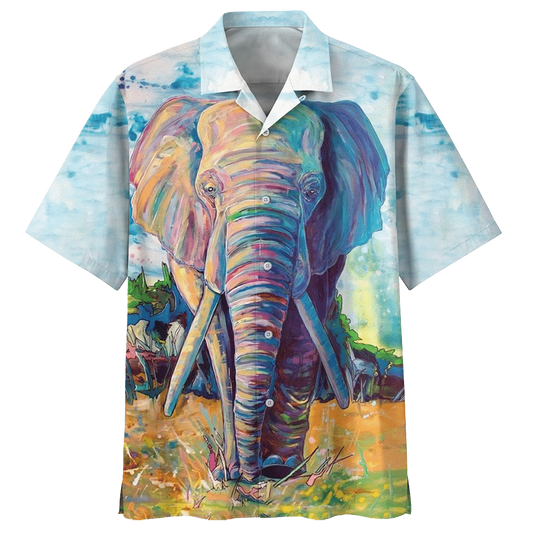 Colorful Painting Elephant Hawaiian Shirt For Men Women