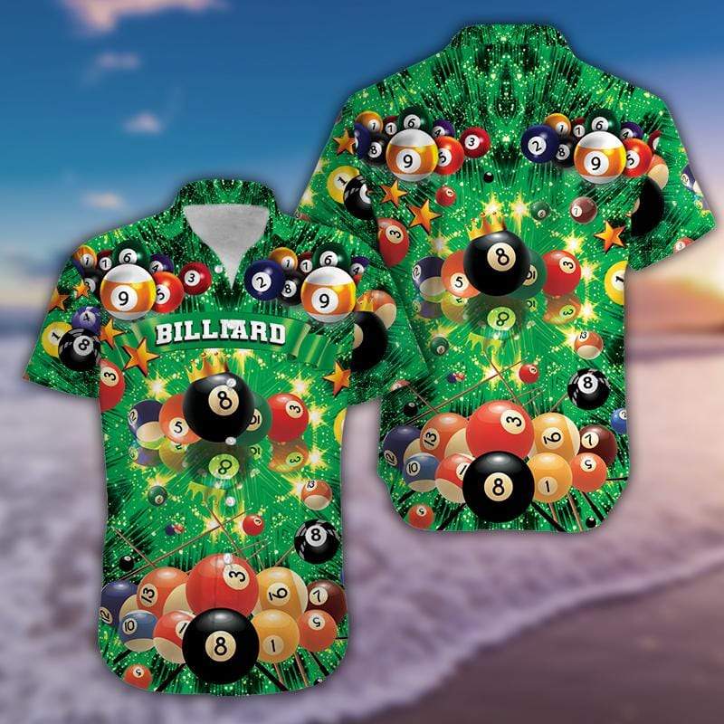 Cool Green Billard Star Light Hawaiian Shirt For Men Women