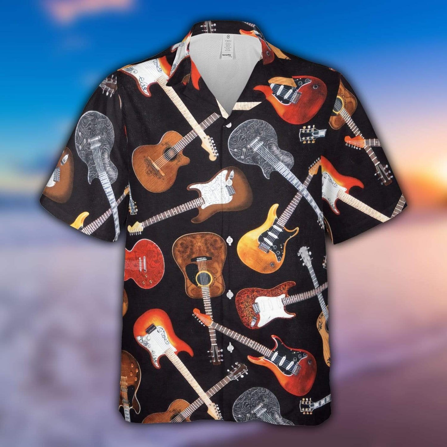 Cool Guitar You Hear The Music But You Feel The Bass Black Hawaiian Shirt For Men Women