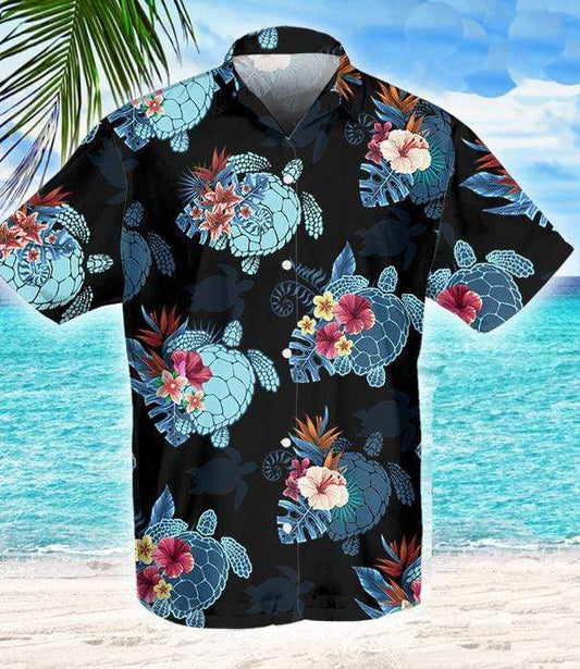 Cool Turtle Tropical Hawaiian Aloha Shirt For Men Women