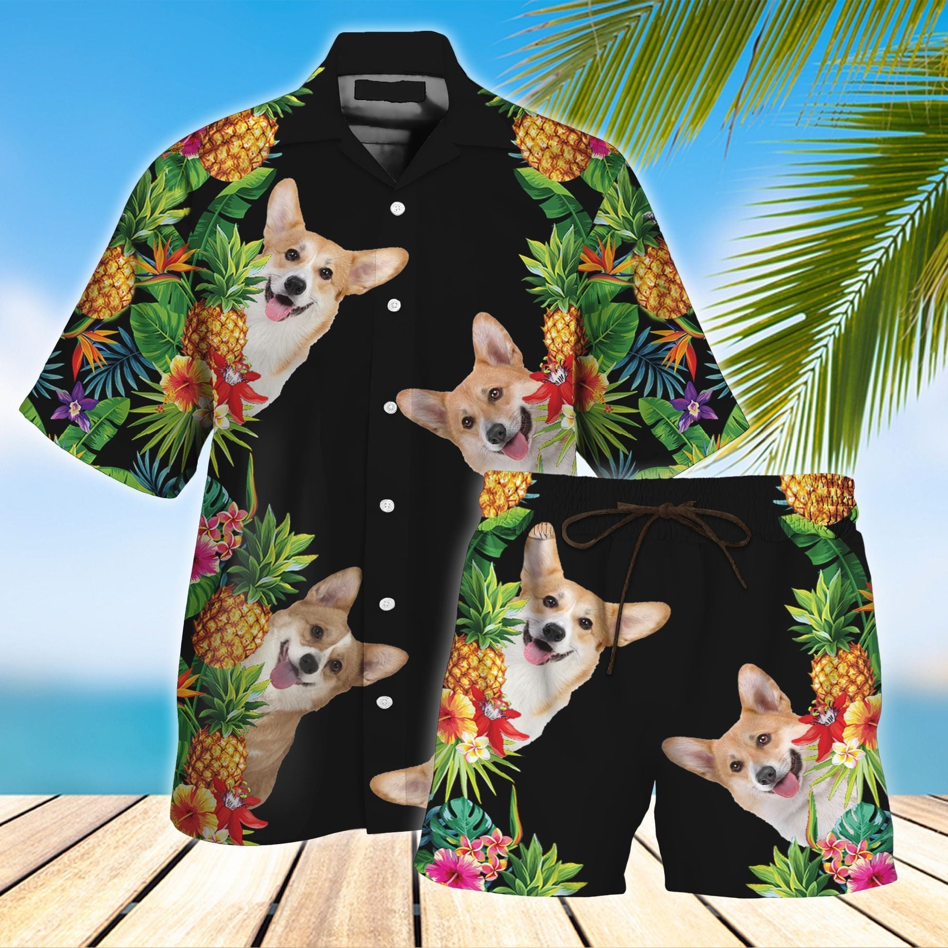 Corgi Hawaiian Shirt Set For Men Women