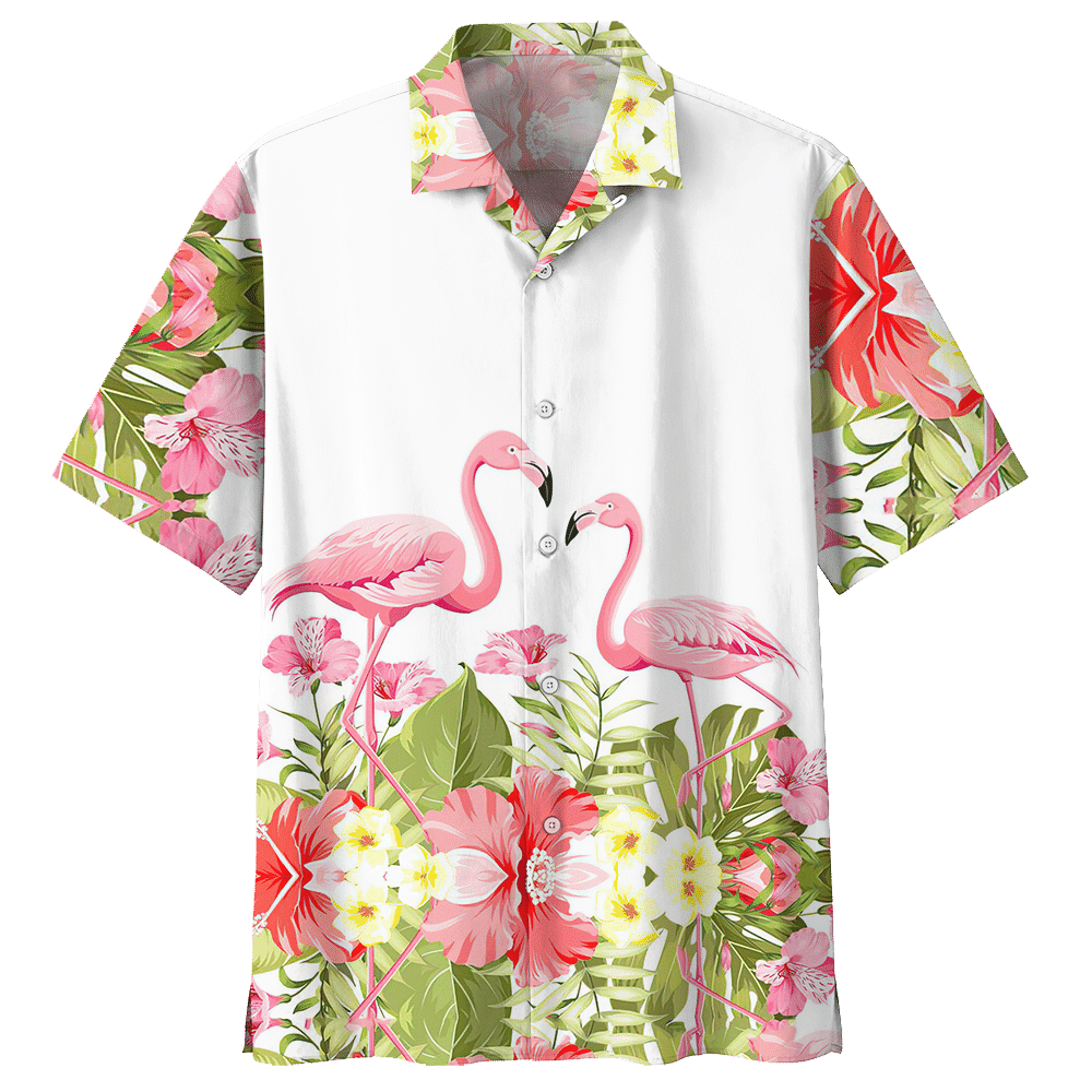 Couple Flamingo Tropical Flower Hawaiian Shirt For Men Women