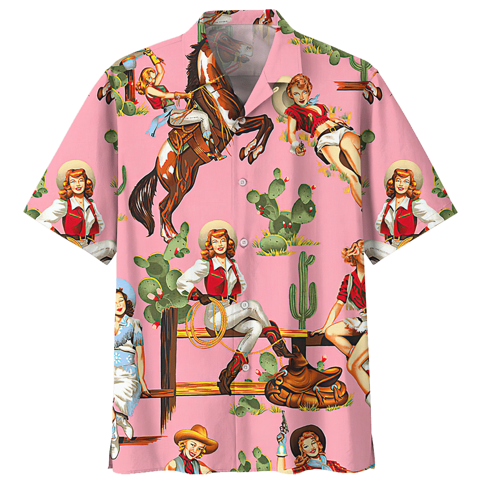 Cowboy Cactus Riding Horse Hawaiian Shirt For Men Women