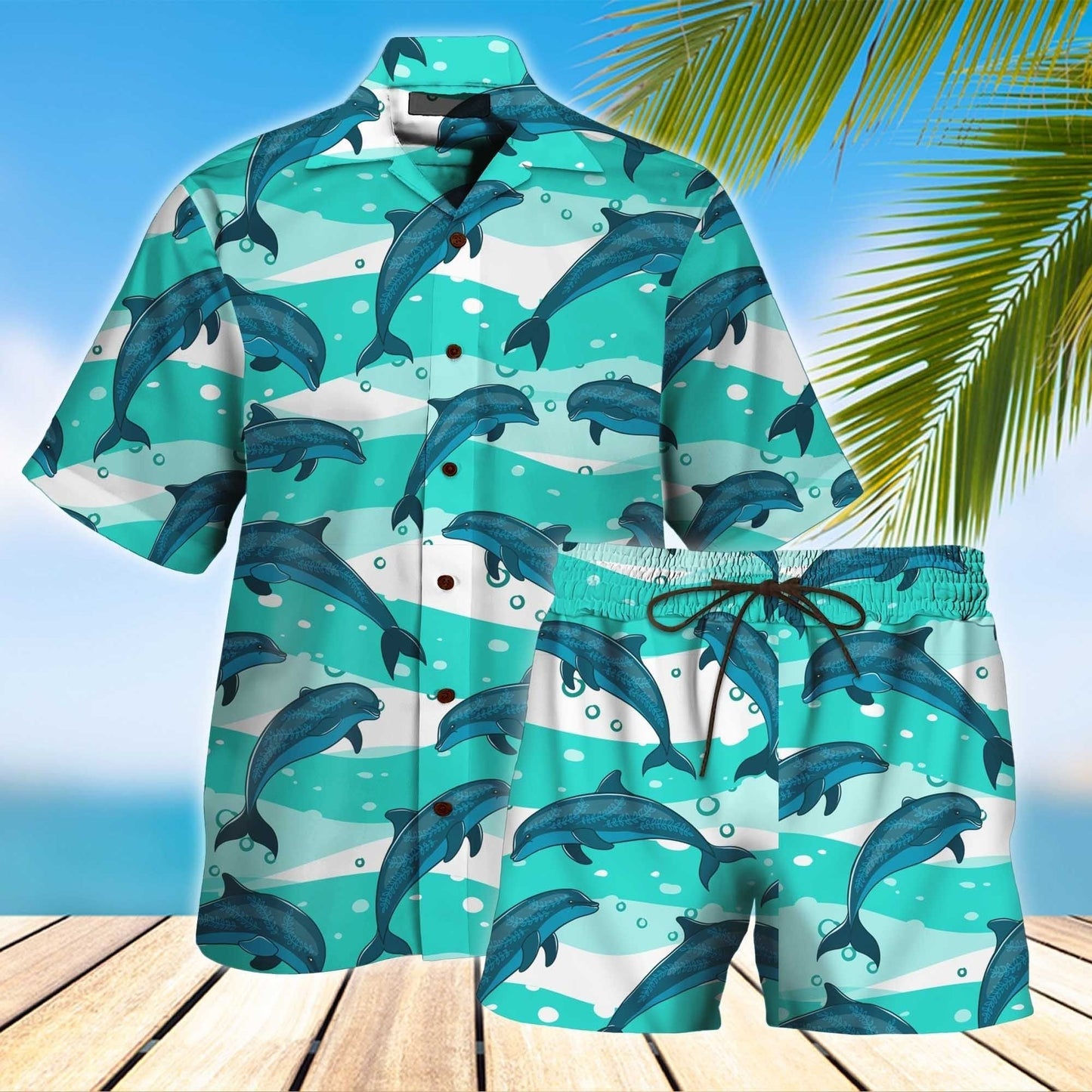 Dolphin Hawaiian Shirt Set For Men Women