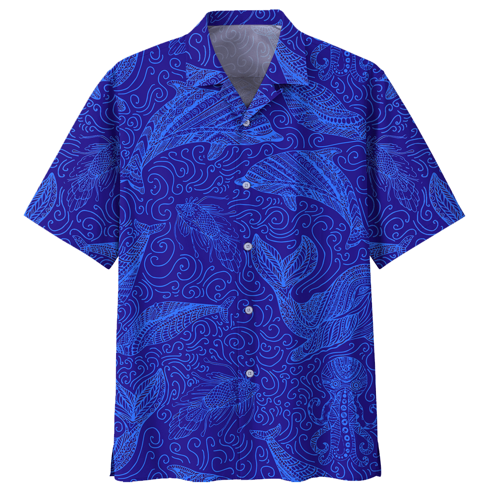 Dolphin Hawaiian Shirt Navy For Men Women