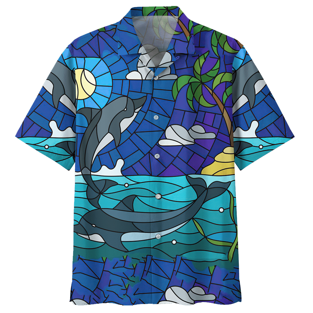 Dolphin Hawaiian Shirt Red For Men Women