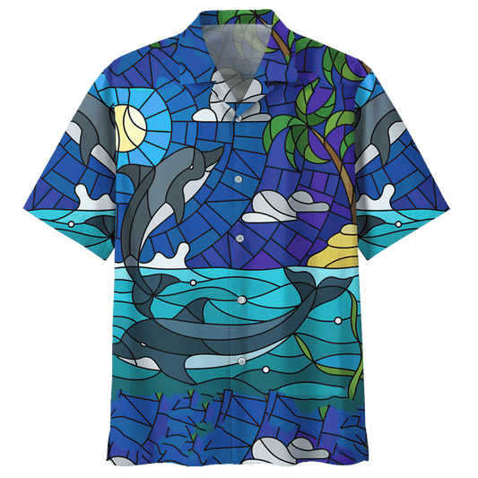 Dolphin Hawaiian Shirt Red For Men Women