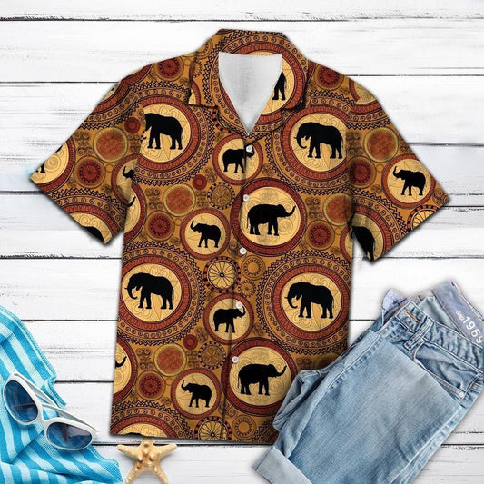 Elephant African Pattern Brown Nice Design Hawaiian Shirt For Men Women