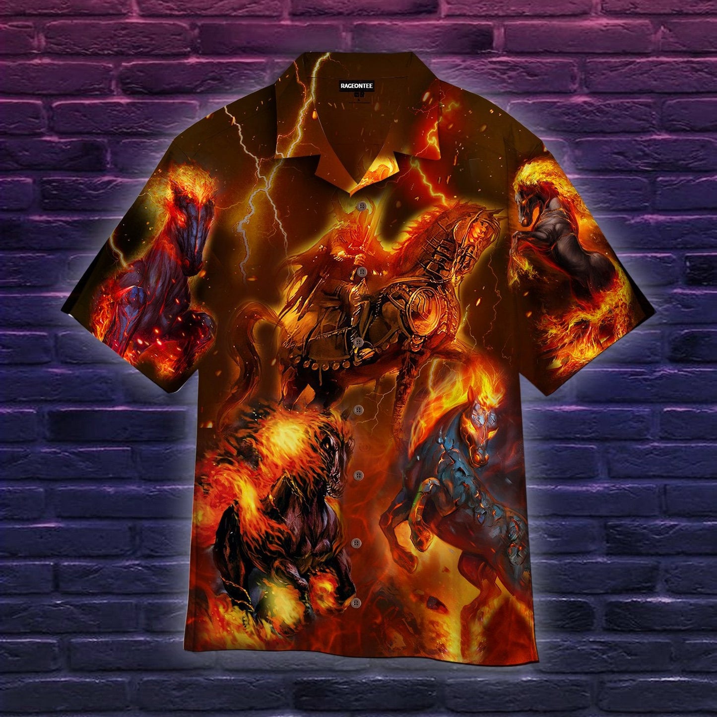 Fire Horse Warrior Hawaiian Shirt For Men Women