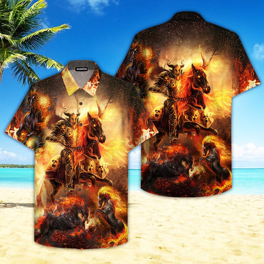 Fire Horse Warrior Hawaiian Shirt For Men Women