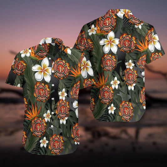 Firefighter Orange Fashion Design Hawaiian Shirt For Men Women