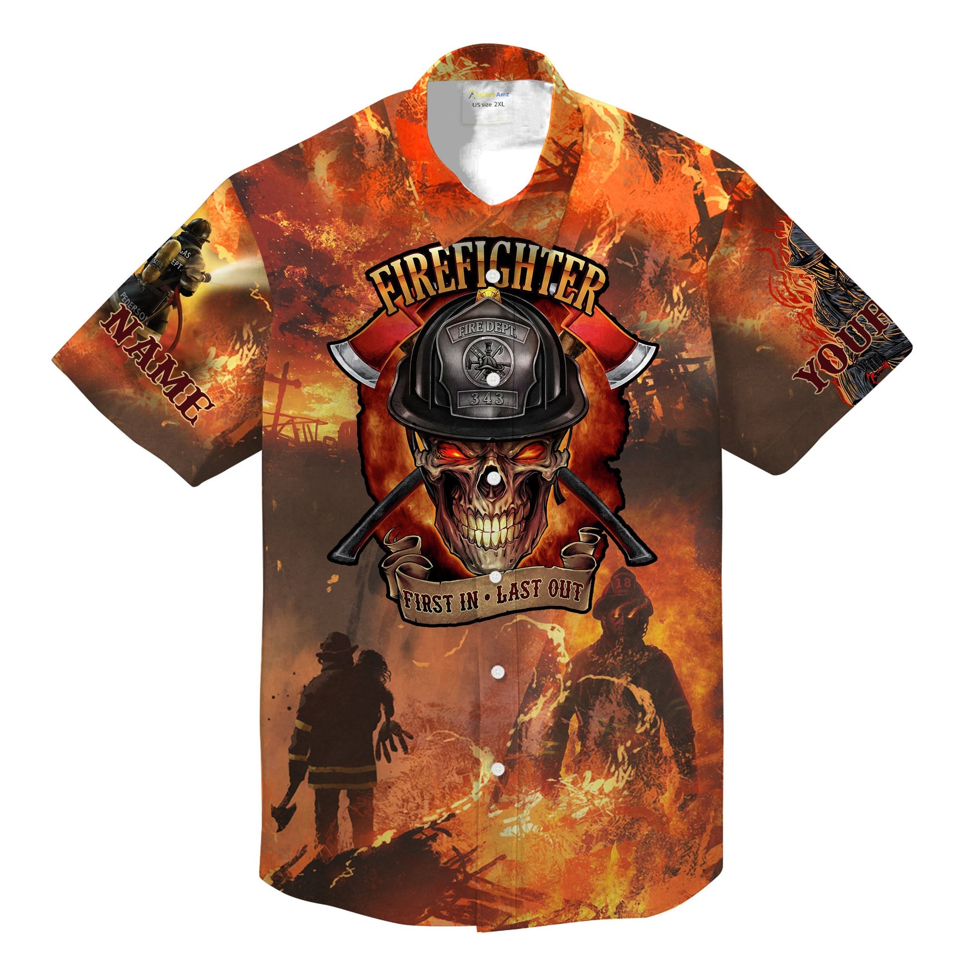 Firefighter Skull Hawaiian Shirt For Men Women