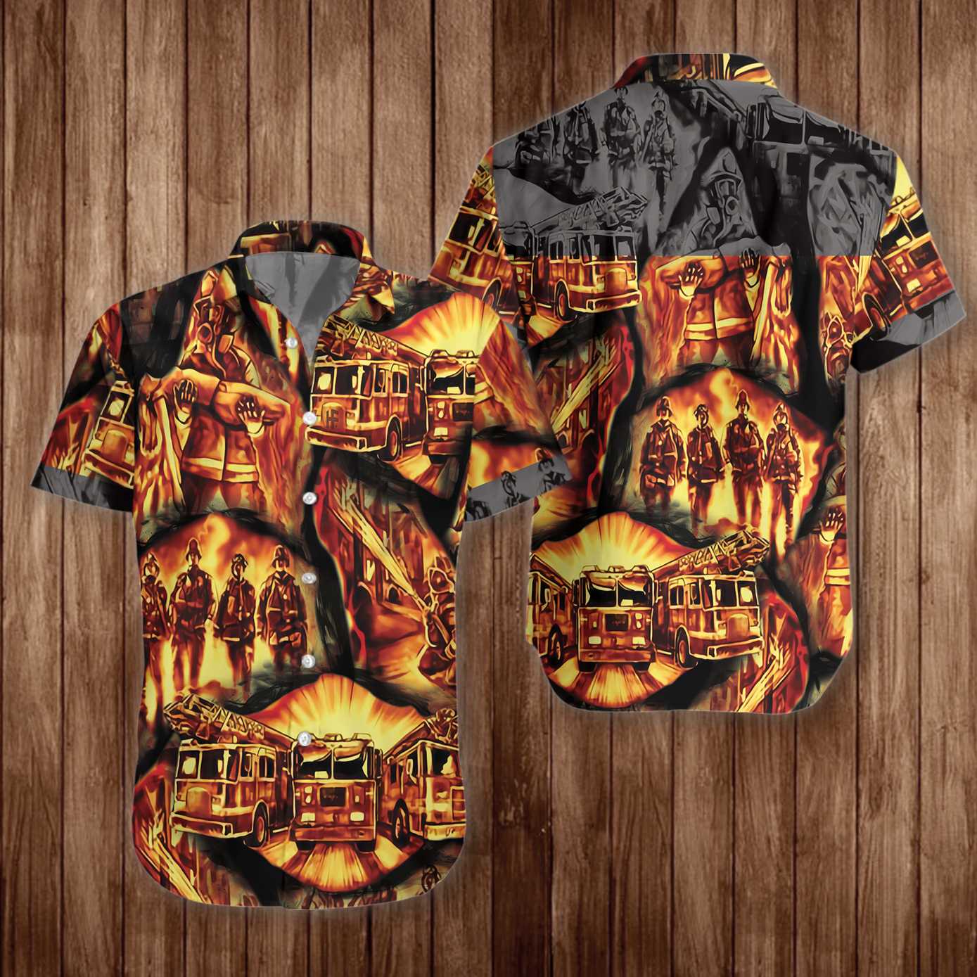 Firefighter Symbol In Fire Hawaiian Shirt For Men Women