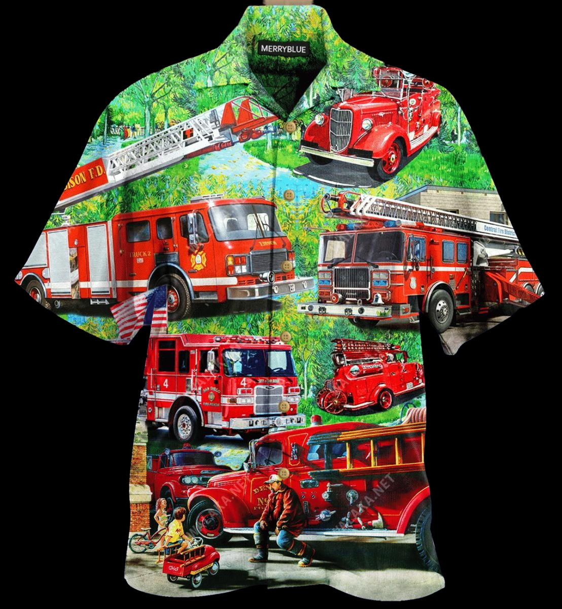 Firefighters Brave Just Like My Daddy Green Red Amazing Design Hawaiian Shirt For Men Women