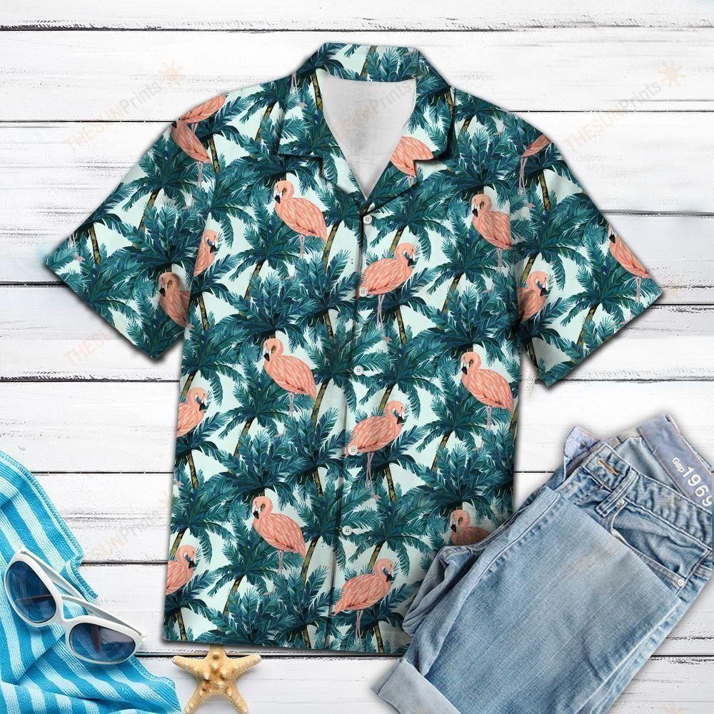 Flamingo Coconut Palm Green Amazing Design Hawaiian Shirt For Men Women