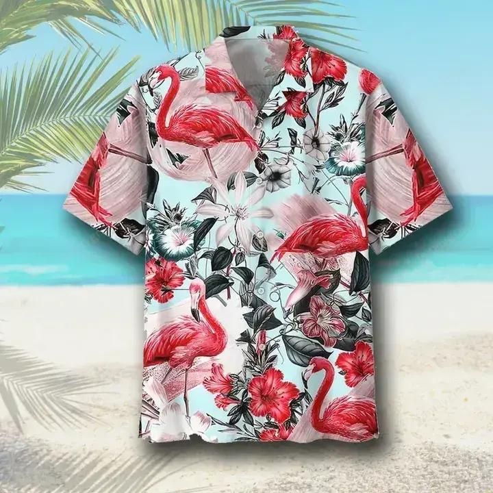 Flamingo Flower Hawaiian Shirt For Men Women