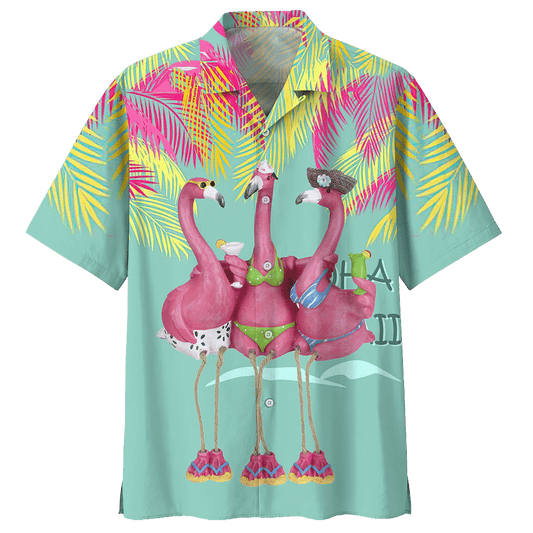 Flamingo Girls Bikini Hawaii Hawaiian Shirt For Men Women