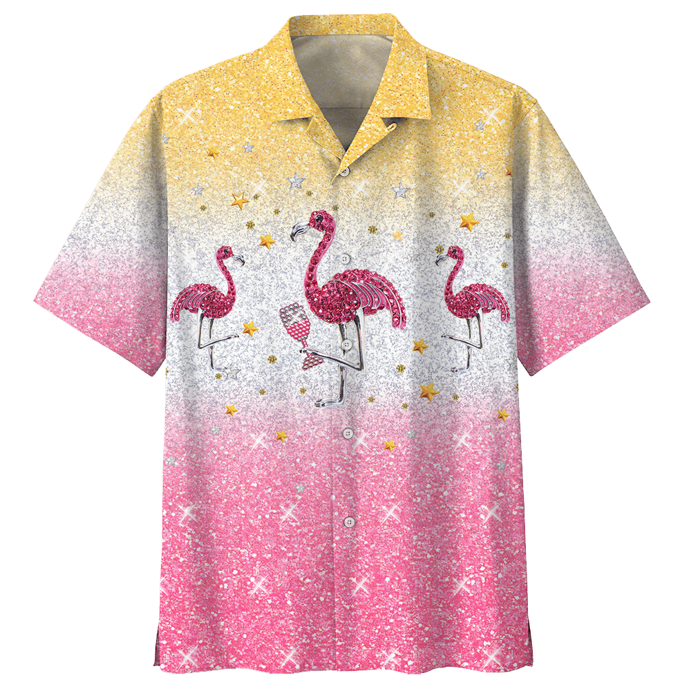 Flamingo Glitter Stone Hawaiian Shirt For Men Women